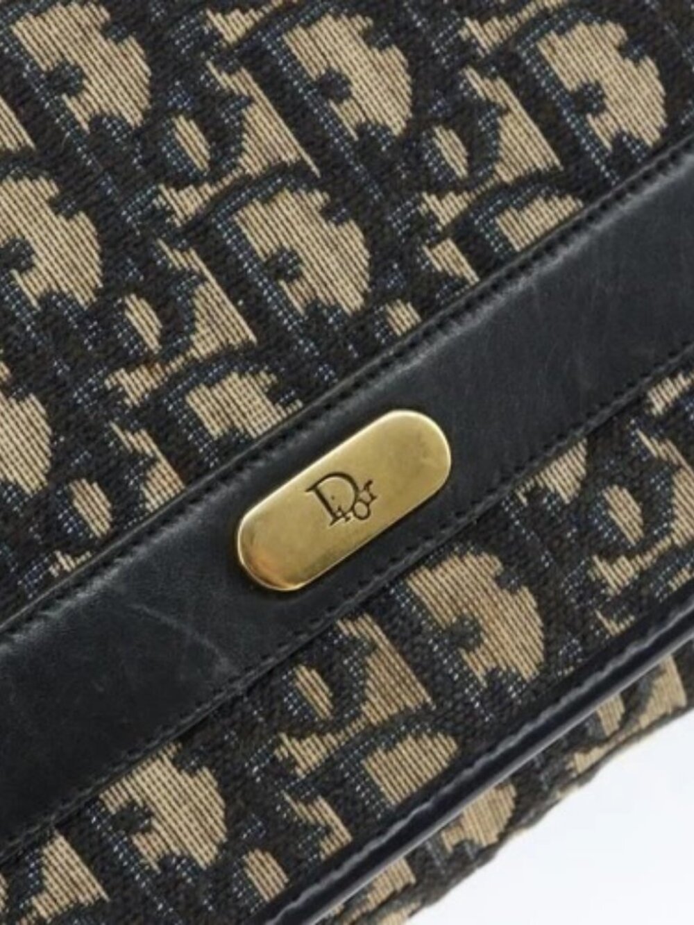 Christian Dior Trotter Canvas Chain Shoulder Bag Navy Auth 149106A - Picture 12 of 16